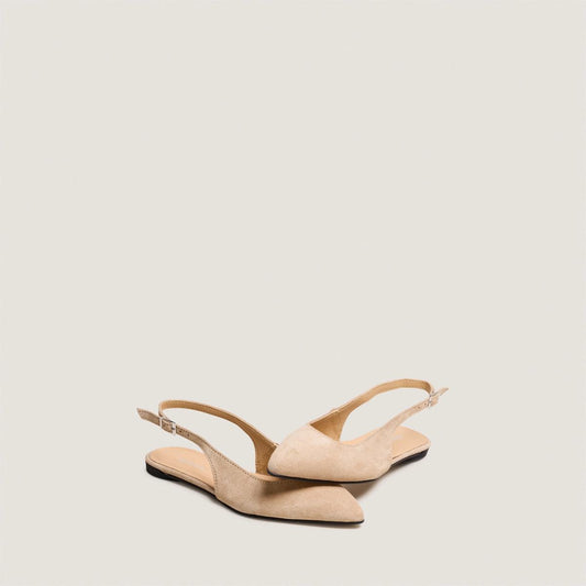 Women's Ballerinas Pointed-Toe Slingback Leather - Ivory Ivoire