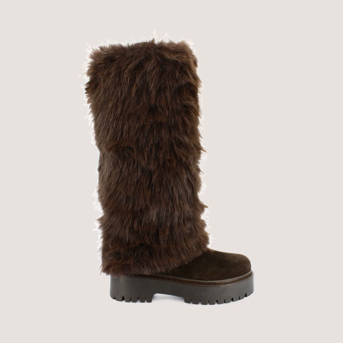 Bottes Russel Croute Fluffy Marron-Fonce-marron