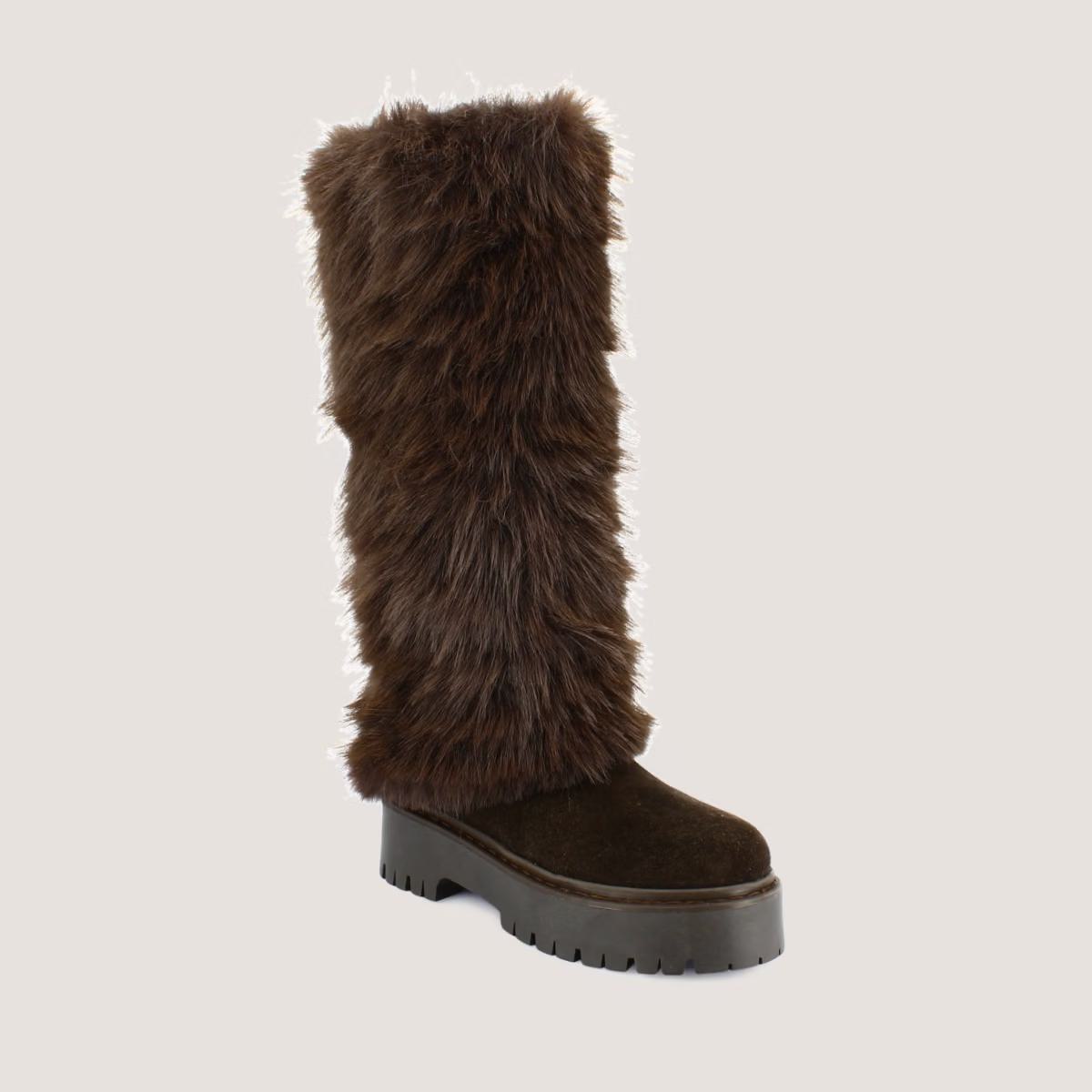 Bottes Russel Croute Fluffy Marron-Fonce-marron