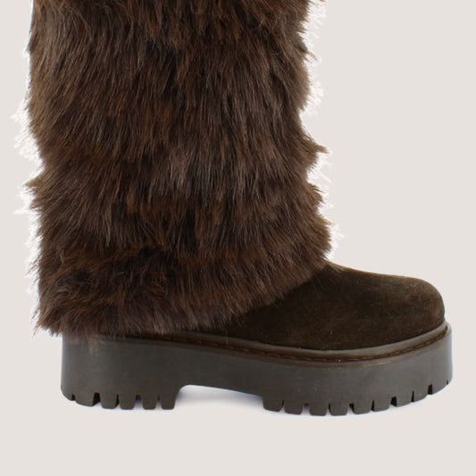 Bottes Russel Croute Fluffy Marron-Fonce-marron