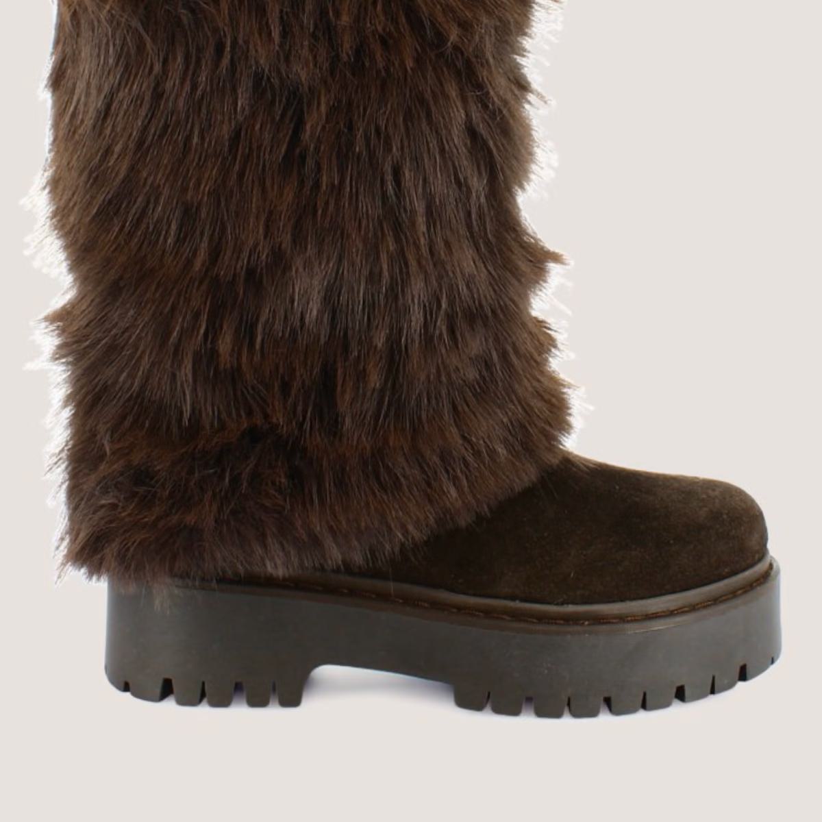 Bottes Russel Croute Fluffy Marron-Fonce-marron