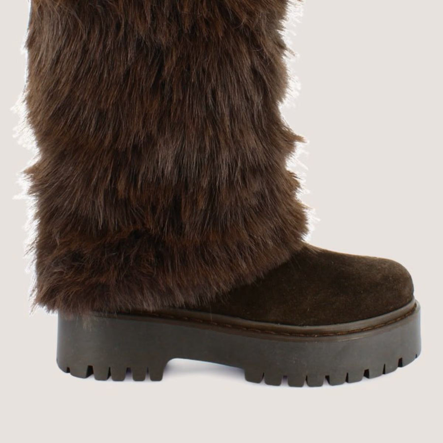 Bottes Russel Croute Fluffy Marron-Fonce-marron