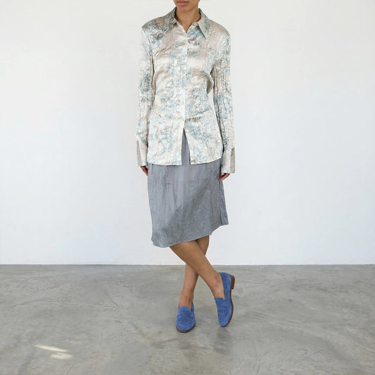 Women Premium Soft Moccasin Shoes Velour - Steel Blue Bleu-Acier