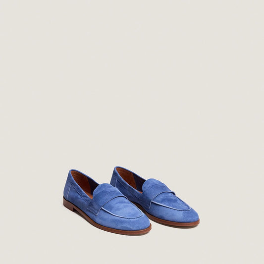 Women Premium Soft Moccasin Shoes Velour - Steel Blue Bleu-Acier