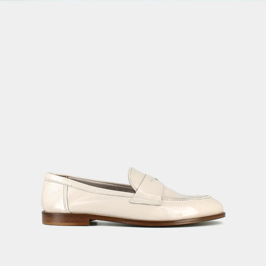 Mocassins Thelma Vernis Plisse Ecru
