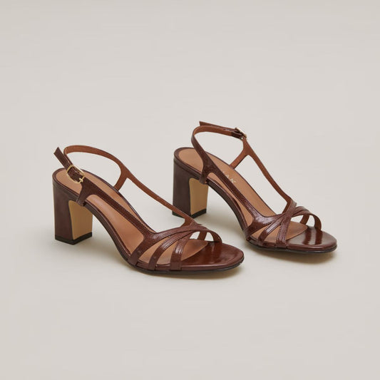 Sandales Vaiana Cuir Brillant Marron