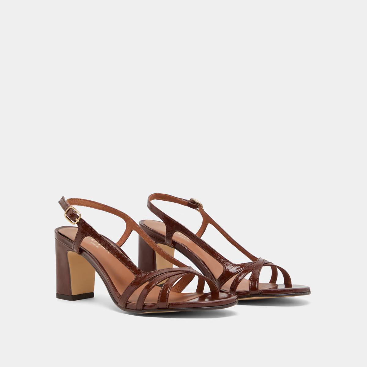 Sandales Vaiana Cuir Brillant Marron