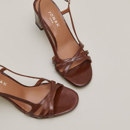 Sandales Vaiana Cuir Brillant Marron