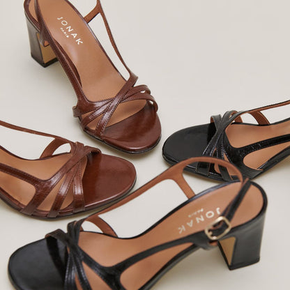 Sandales Vaiana Cuir Brillant Marron