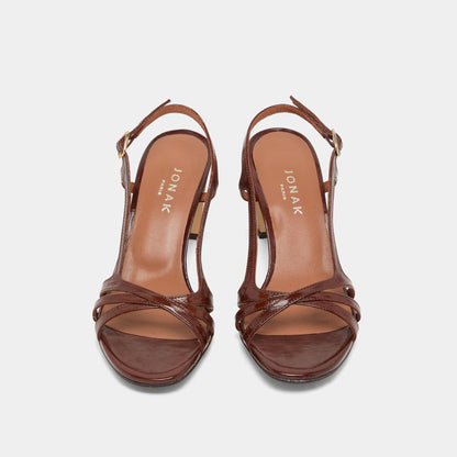 Sandales Vaiana Cuir Brillant Marron