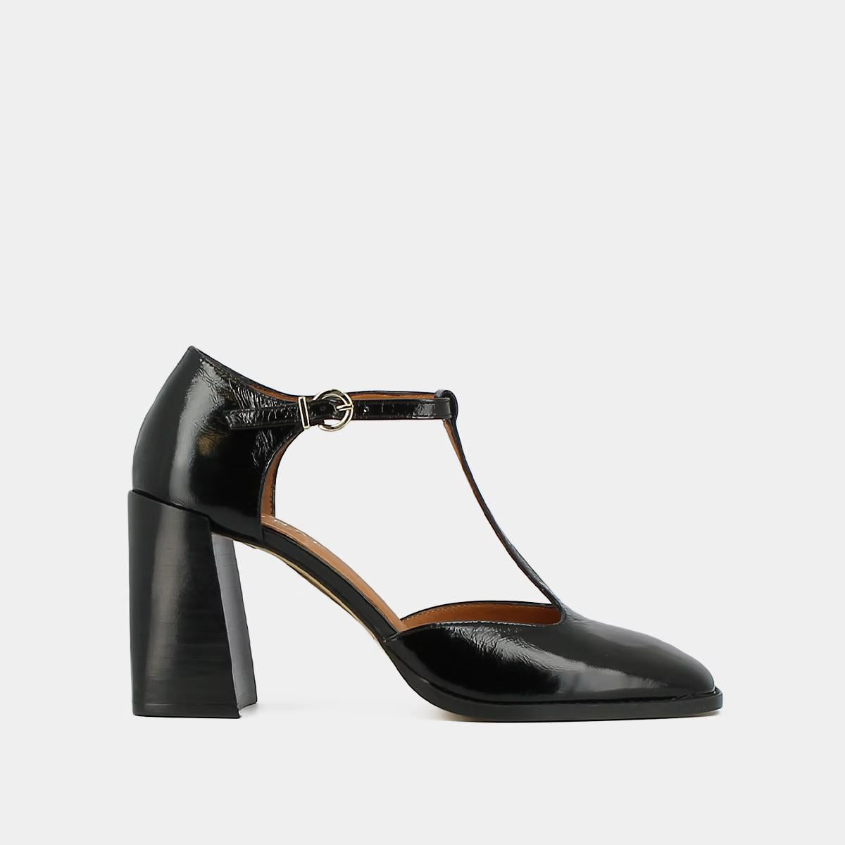 Salomes/babies Vallon Cuir Brillant Noir