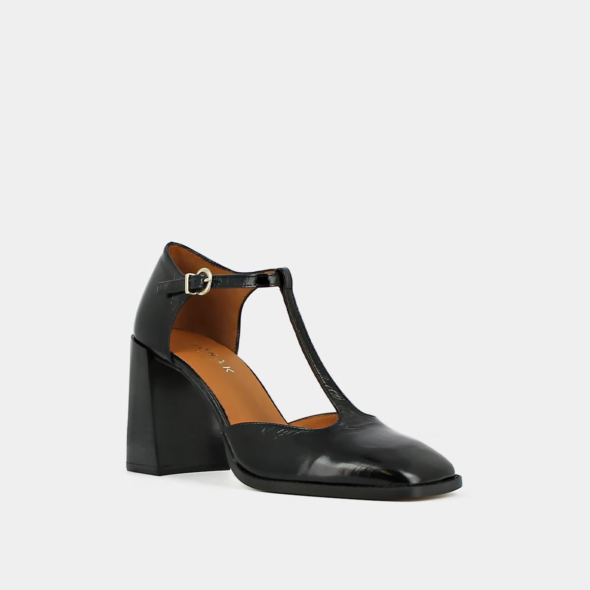 Salomes/babies Vallon Cuir Brillant Noir