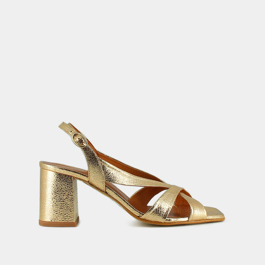 Sandales Vanity Cuir Craquele Or
