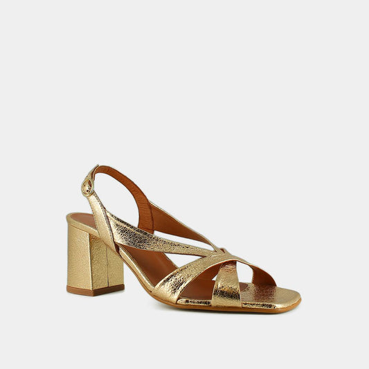 Sandales Vanity Cuir Craquele Or