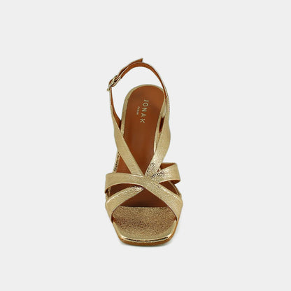 Sandales Vanity Cuir Craquele Or