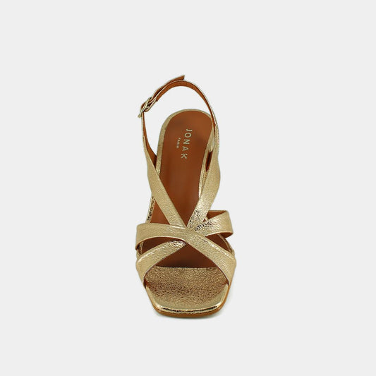 Sandales Vanity Cuir Craquele Or