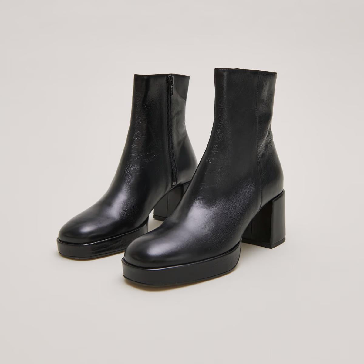 Boots Vanves Cuir Vieilli Noir