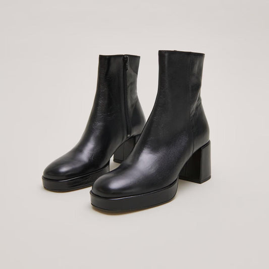 Boots Vanves Cuir Vieilli Noir