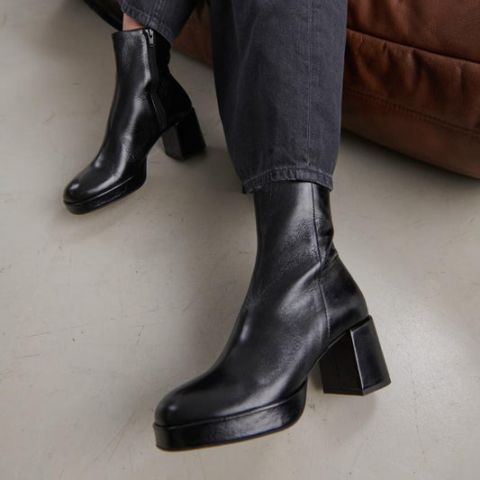 Boots Vanves Cuir Vieilli Noir