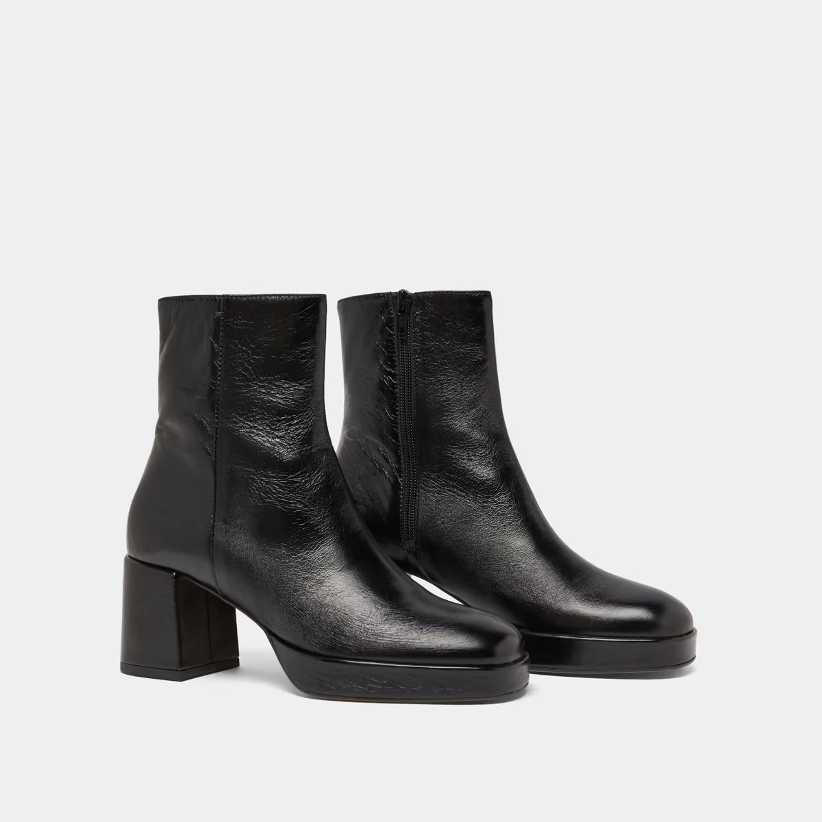 Boots Vanves Cuir Vieilli Noir