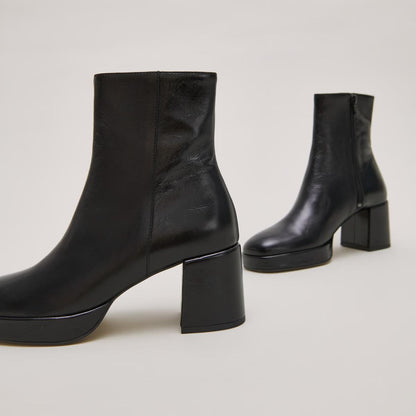 Boots Vanves Cuir Vieilli Noir