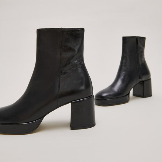 Boots Vanves Cuir Vieilli Noir
