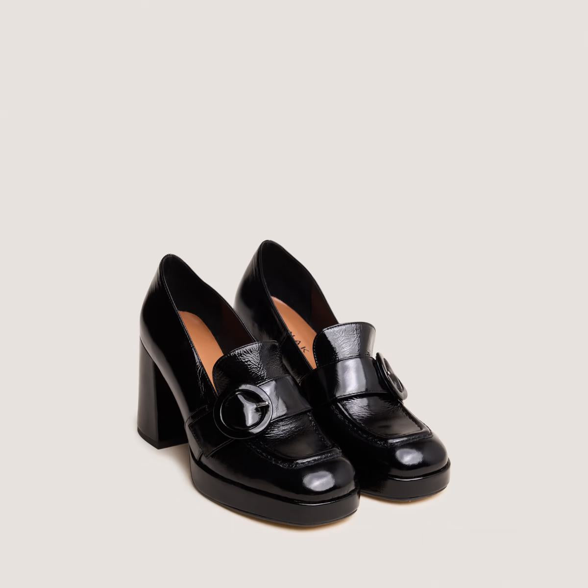 Mocassins Vaxe Cuir Brillant Noir