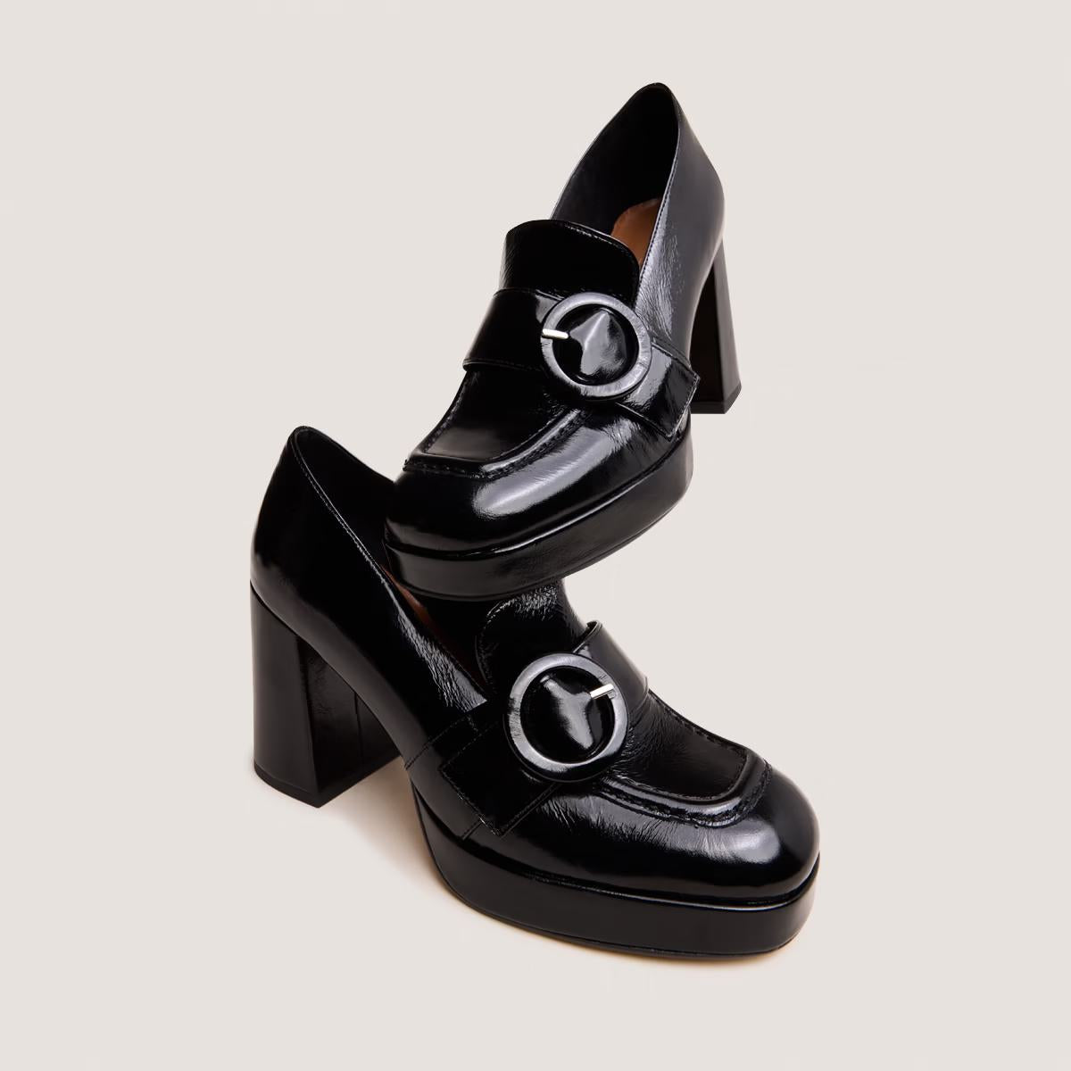 Mocassins Vaxe Cuir Brillant Noir