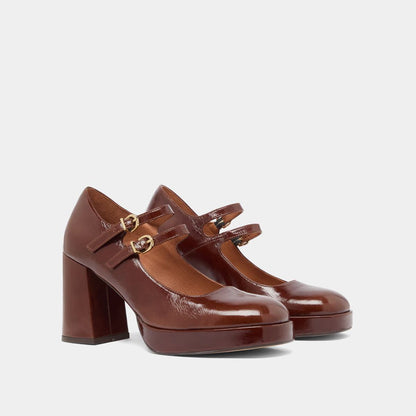 Salomes/babies Verite Cuir Brillant Marron