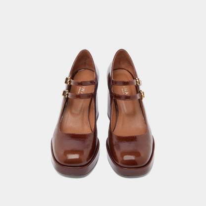Salomes/babies Verite Cuir Brillant Marron