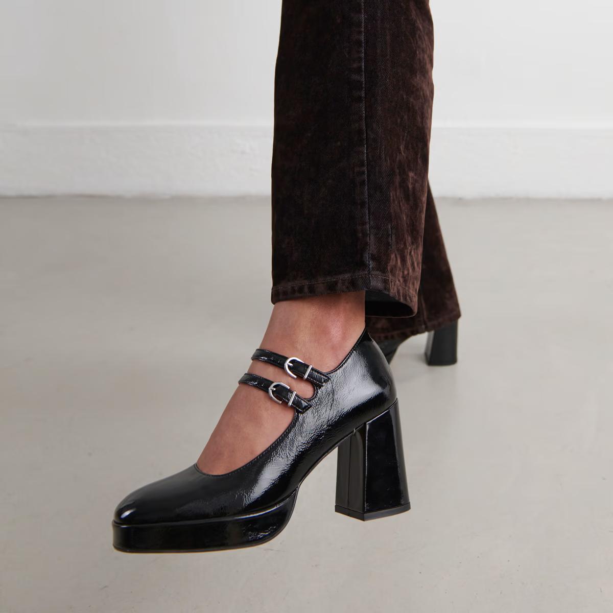 Salomes/babies Verite Vernis Plisse Noir