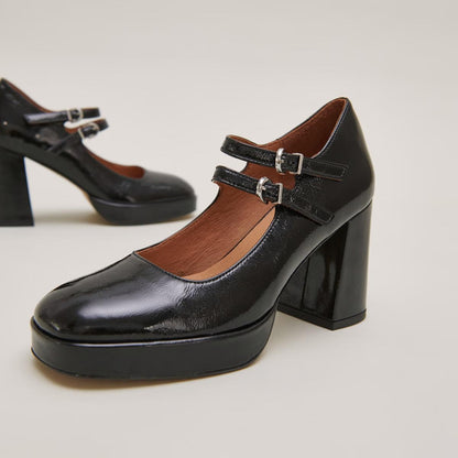 Salomes/babies Verite Vernis Plisse Noir