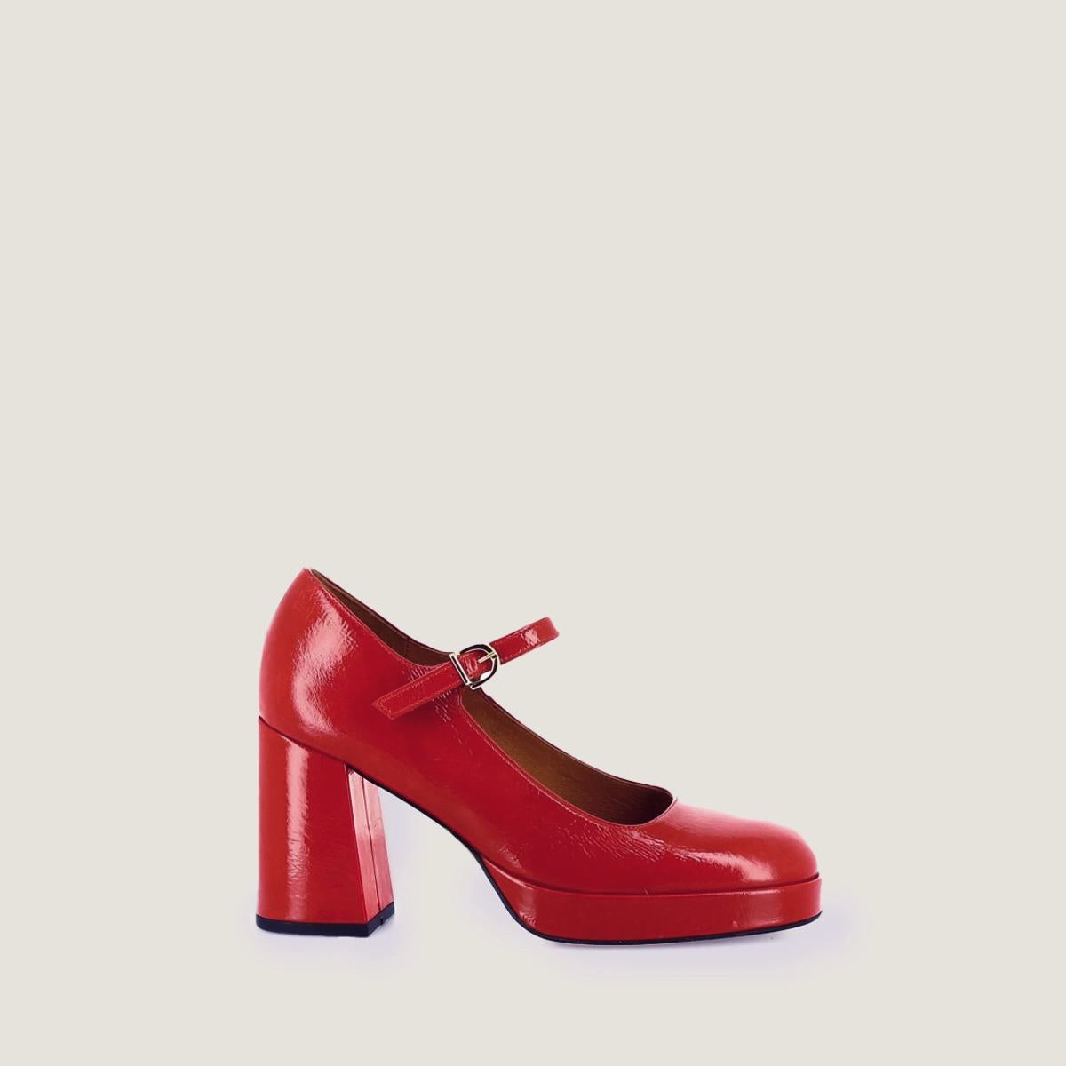 Women Mary Jane Heels Patent Leather - Rouge-Berry