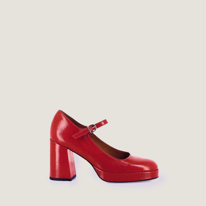 Women Mary Jane Heels Patent Leather - Rouge-Berry