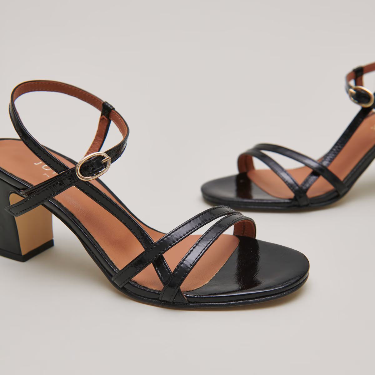 Sandales Vicomte Cuir Brillan Noir