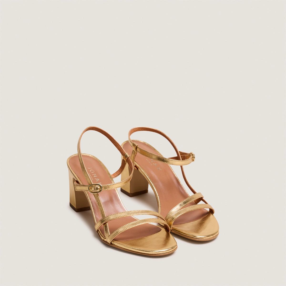 Sandales Vicomte Cuir Metalli Or