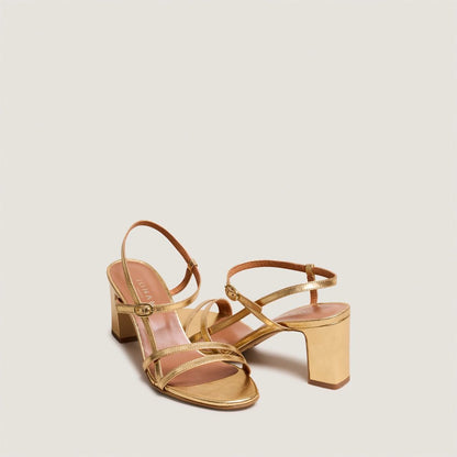 Sandales Vicomte Cuir Metalli Or