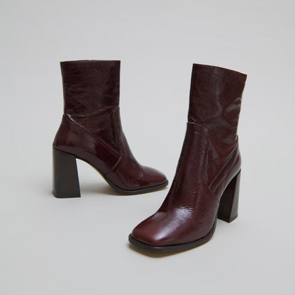 Boots Vidal Cuir Brillant Chocolat