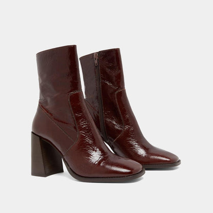 Boots Vidal Cuir Brillant Chocolat