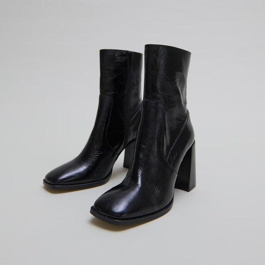 Boots Vidal Cuir Brillant Noir