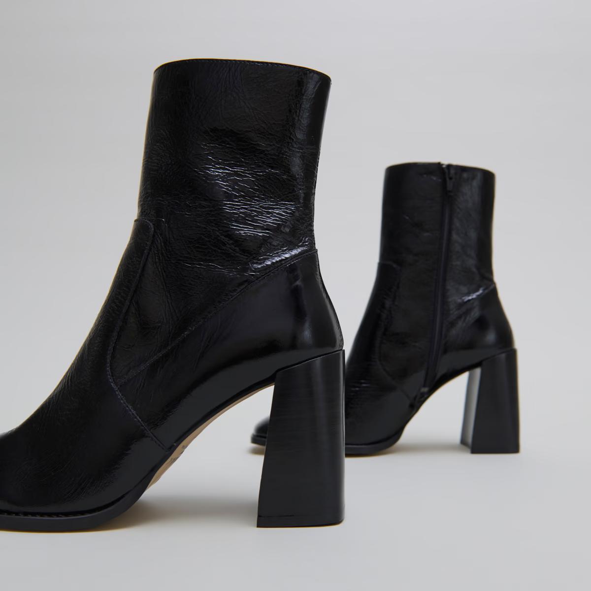 Boots Vidal Cuir Brillant Noir