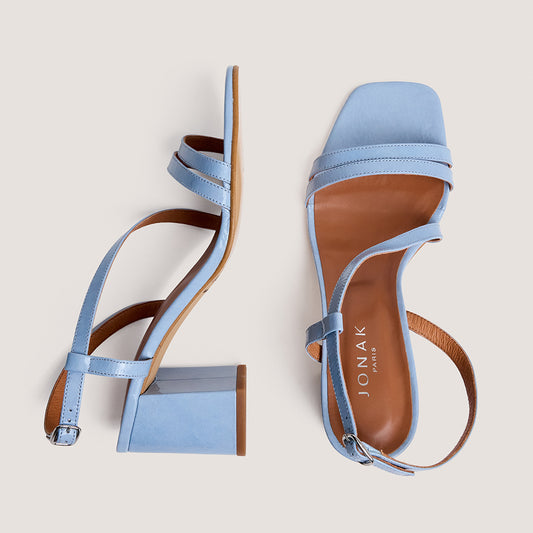 Sandales Vimy Vernis Plisse Bleu-Ciel