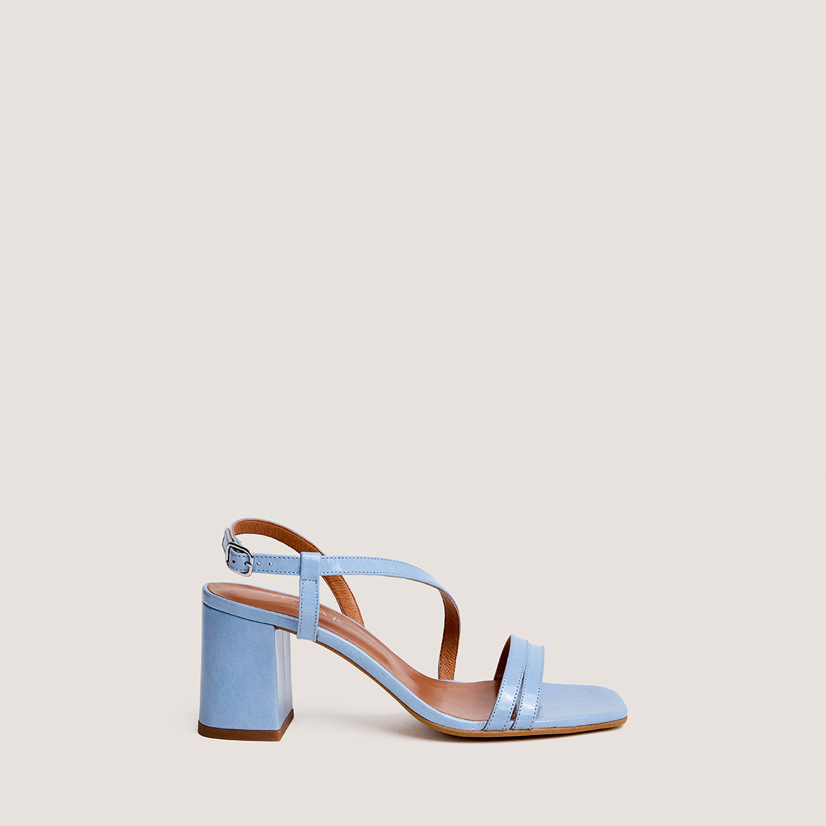 Sandales Vimy Vernis Plisse Bleu-Ciel