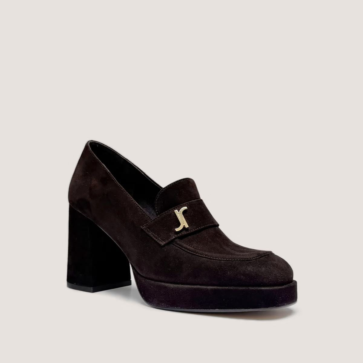 Mocassins Violon Velours Marron-Fonce