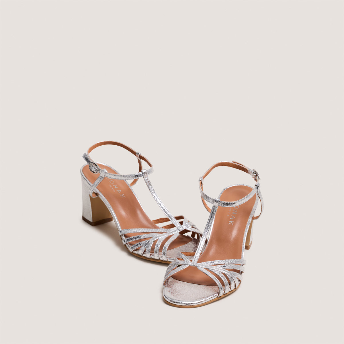 Sandales Volia Cuir Craquele Argent