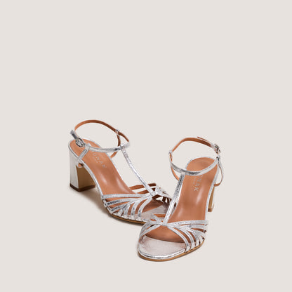 Sandales Volia Cuir Craquele Argent