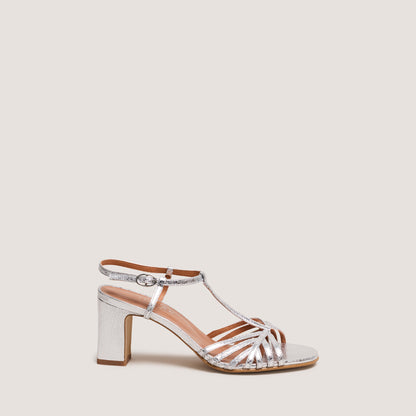 Sandales Volia Cuir Craquele Argent