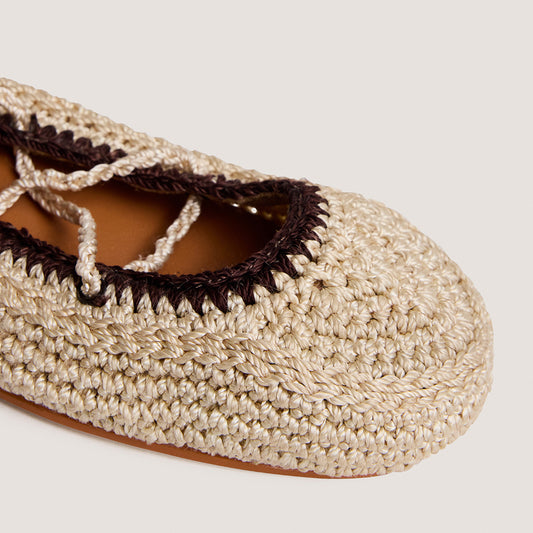 Ballerines Wetov Crochet Beige-marron-Fonce