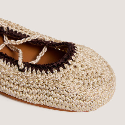 Ballerines Wetov Crochet Beige-marron-Fonce