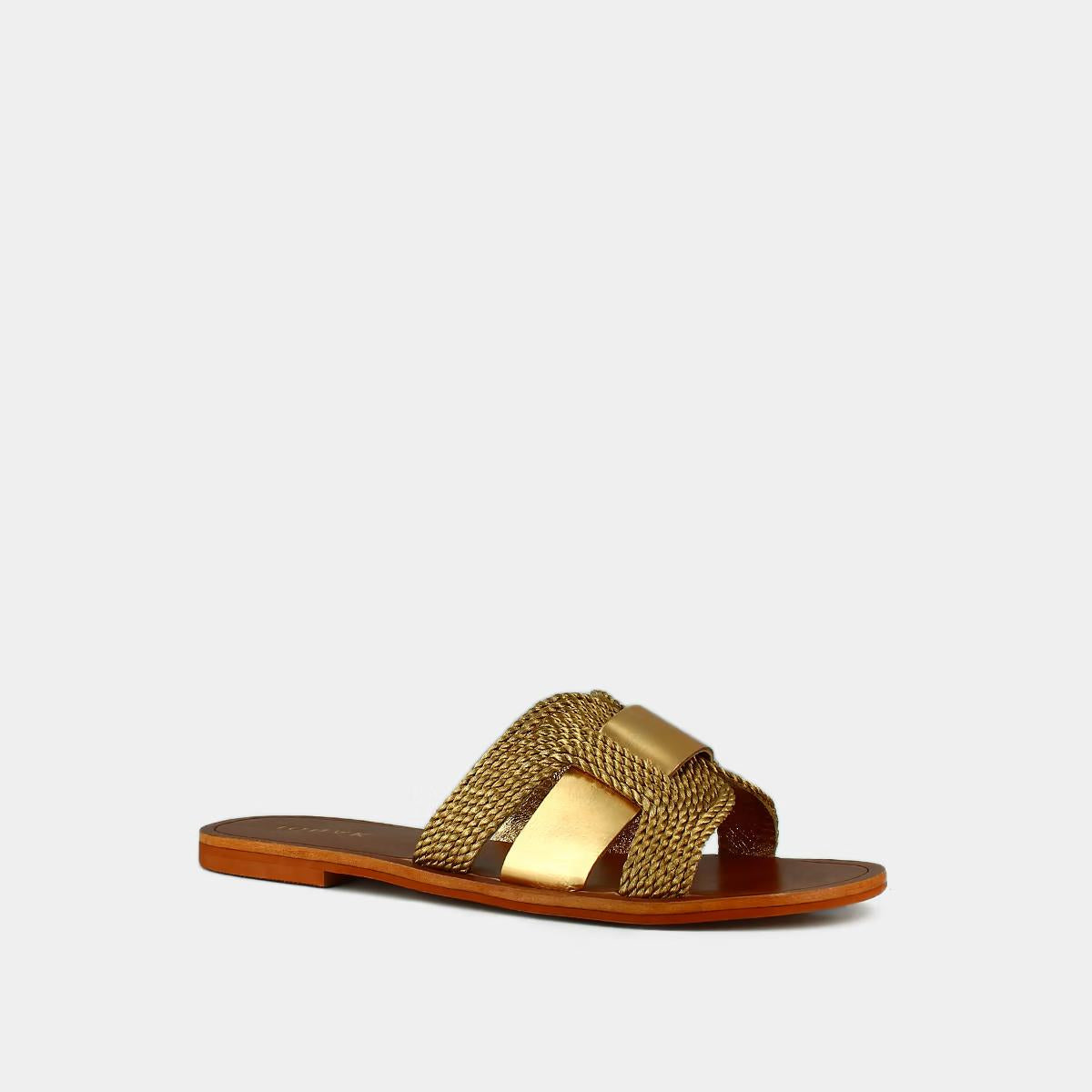 Plagettes Wilou Corde/cuir Or-or
